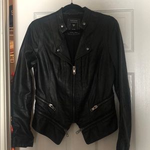 Guess: black leather jacket